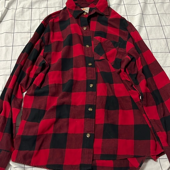 FIELD and STREAM Long Sleeve Flannel Check Shirt, Men's Size L cotton red type Vintage Second Hand